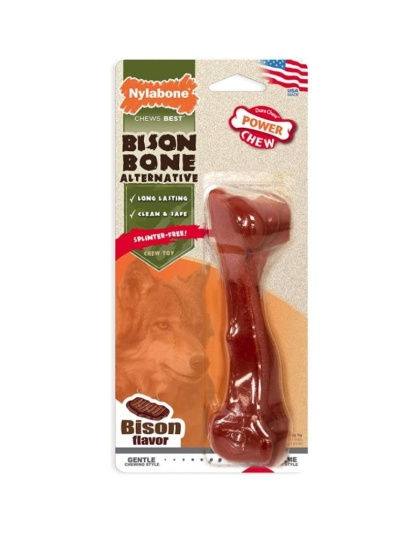 Nylabone Power Chew Bison Bone Alternative Dog Chew Toy Beef Flavor - 1 count