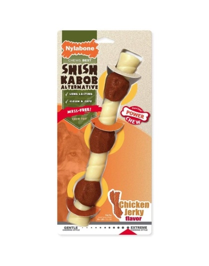 Nylabone Power Chew Shish Kabob Mess Free Nylon Chew Toy Chicken Jerky Flavor Souper - 1 count