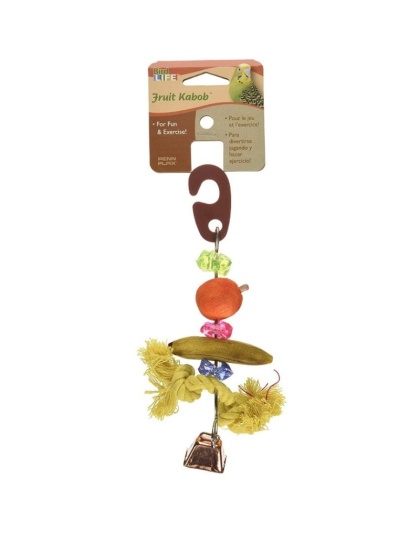 Penn Plax Bird Life Fruit-Kabob Wood Parakeet Toy - 8in. Long