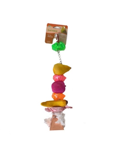 Penn Plax Bird Life Fruit-Kabob Wood Treat Toy for Parrots - 1 Pack (13in. Long)