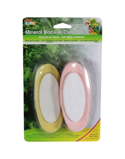 Penn Plax 2-in-1 Mineral Block e-Cuttlebone Banana & Berry Flavors - 2 count