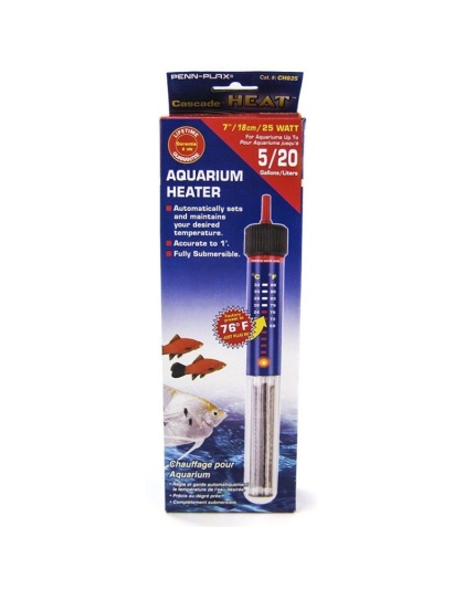 Penn Plax Cascade Submersible Heat Aquarium Heater - 25 Watts - 7" Long (10 Gallons)