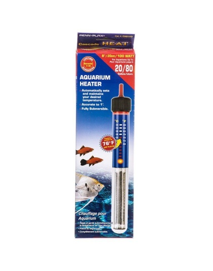 Penn Plax Cascade Submersible Heat Aquarium Heater - 100 Watts - 8" Long (20 Gallons)