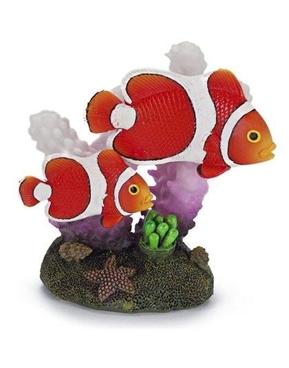 Penn Plax Clown Fish and Coral Aquarium Ornament - 2" W x 3" H