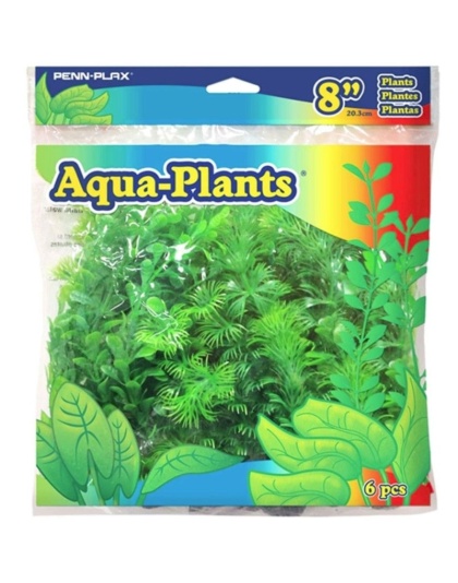 Penn Plax Plastic Plant Pack 8" Green - 6 count