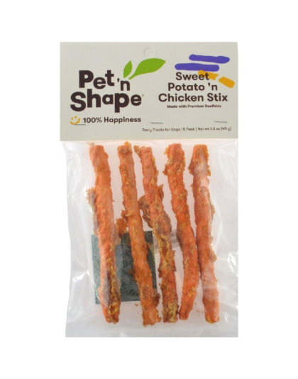 Pet n Shape Sweet Potato n Chicken Stix Made with Beefhide Dog Treat - 1.6 oz