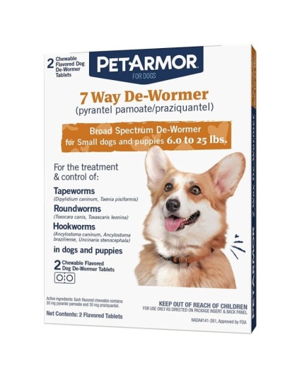 PetArmor 7 Way De-Wormer for Small Dogs and Puppies (6-25 Pounds) - 2 count