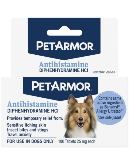 PetArmor Antihistamine Medication for Allergies for Dogs - 100 count