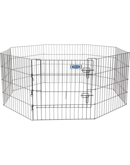 Petmate Exercise Pen Single Door with Snap Hook Design and Ground Stakes for Dogs Black - 24" tall - 1 count