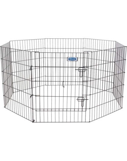Petmate Exercise Pen Single Door with Snap Hook Design and Ground Stakes for Dogs Black - 30" tall - 1 count