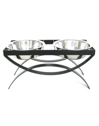 SeeSaw Double Elevated Dog Bowl - Large/Black