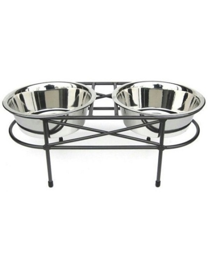 Mesh Elevated Double Dog Bowl - Medium/Black