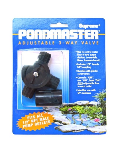 Pondmaster Adjustabel 3-Way Valve - 1/2" Diverter Valve for Models 2, 3, 5 & 7