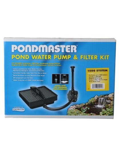 Pondmaster Garden Pond Filter System Kit - Model 1500 - 500 GPH (Up to 1,000 Gallons)