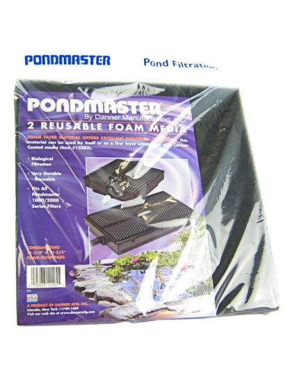 Pondmaster Reusable Foam Media Pads - 11.75" Long x 11.75" Wide (2 Pack)