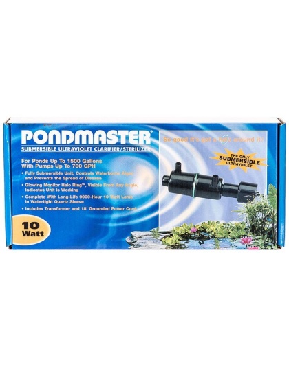 Pondmaster Submersible Ultraviolet Clarifier & Sterilizer - 10 Watts - 700 GPH (1,500 Gallons - .75" Inlet/Outlet)