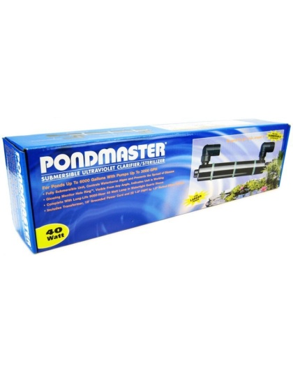 Pondmaster Submersible Ultraviolet Clarifier & Sterilizer - 40 Watts - 2,400 GPH (6,000 Gallons - 1.5" Inlet/Outlet)