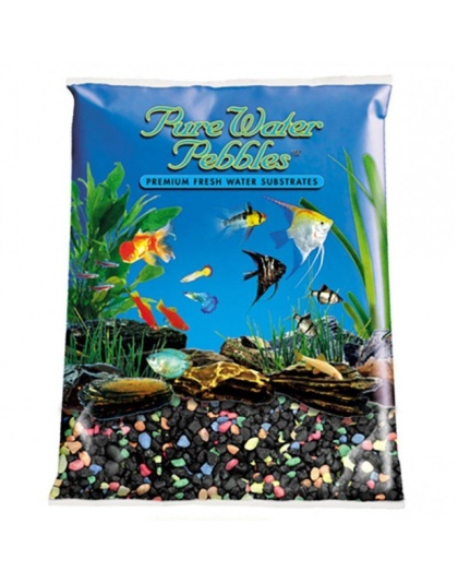 Pure Water Pebbles Aquarium Gravel - Black Beauty Pebble Mix - 5 lbs (3.1-6.3 mm Grain)
