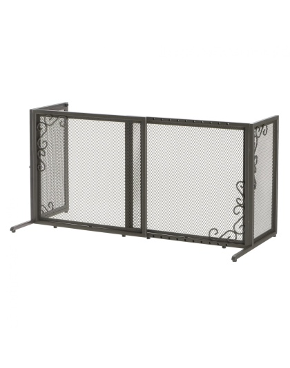 Richell Small Freestanding Metal Mesh Pet Gate in Antique Bronze