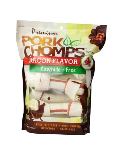 Pork Chomps Premium Pork Knotz - Bacon Flavor - Medium - 8 Count - (7" Chews)