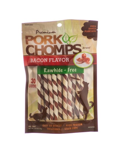 Pork Chomps Premium Pork Twistz - Bacon - Mini - 30 Count
