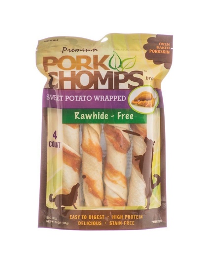 Pork Chomps Premium Pork Twistz - Sweet Potato - Large - 4 Count