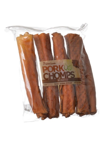 Premium Pork Chomps Roasted Porkhide Rolls - 5 Count - (8-10" Pork Rollz)
