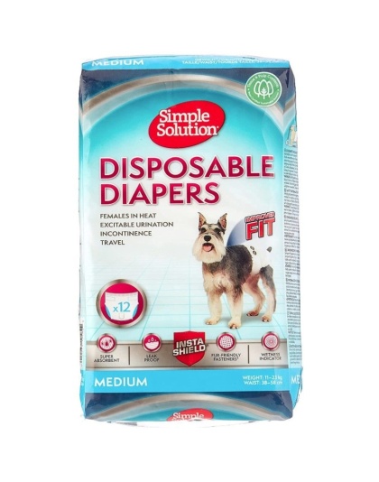 Simple Solution Disposable Diapers - Medium - 12 Count - (Waist 16.5"-21")