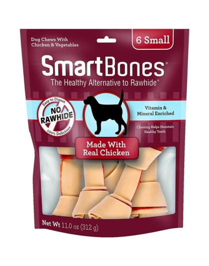 SmartBones Chicken & Vegetable Dog Chews - Small - 3.5" Long - Dogs under 20 Lbs (6 Pack)