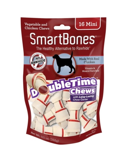 SmartBones DoubleTime Bone Chews for Dogs - Chicken - Mini - 16 Pack - (2.5" Long - For Dogs 5-10 lbs)