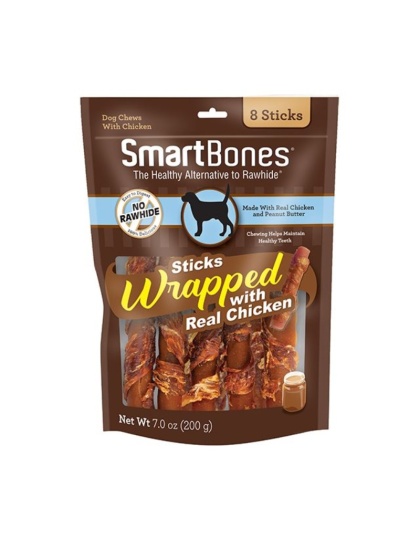 SmartBones Chicken Wrapped Peanut Butter Sicks Rawhide Free Dog Chew - 8 count