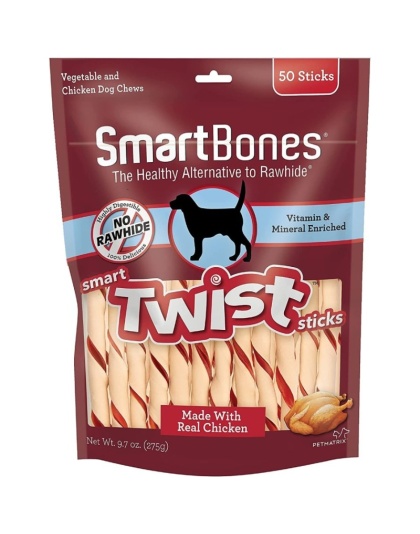 SmartBones Vegetable and Chicken Smart Twist Sticks Rawhide Free Dog Chew - 50 count