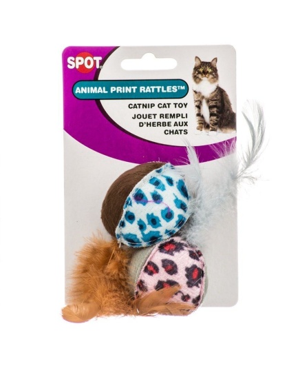 Spot Spotnips Rattle with Catnip - Animal Print - 2 Pack