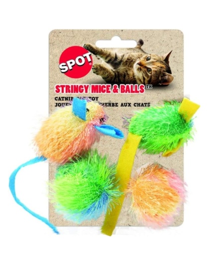 Spot Spotnips Stringy Mice & Balls Catnip Toy - 4 Pack