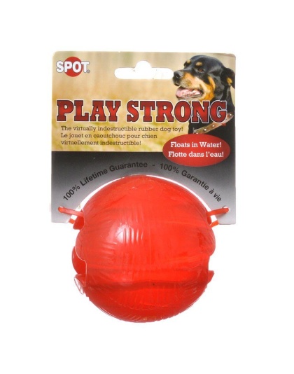 Spot Play Strong Rubber Ball Dog Toy - Red - 3.25" Diameter