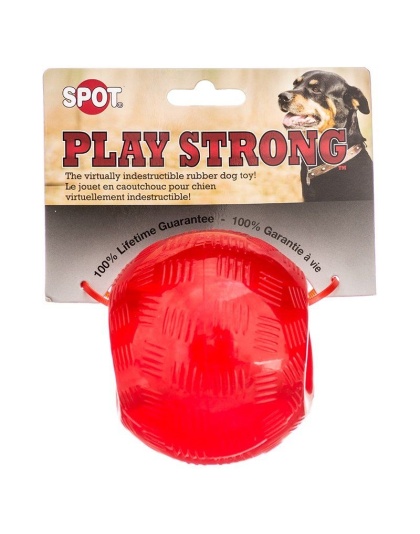 Spot Play Strong Rubber Ball Dog Toy - Red - 3.75" Diameter