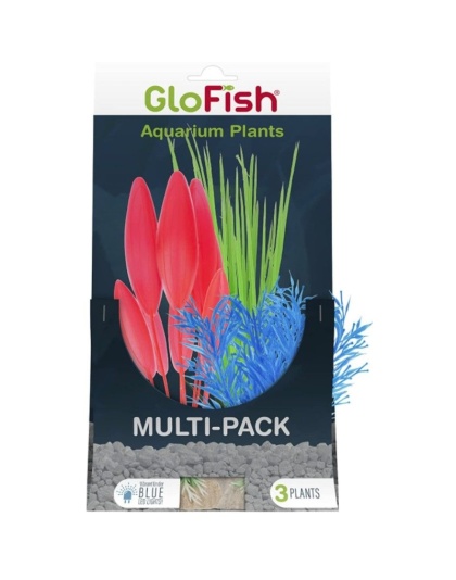 Tetra GloFish Aquarium Plant Multi-Pack Green, Blue, and Orange - 3 count