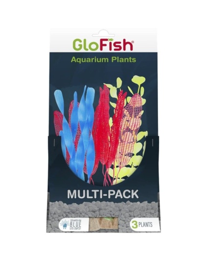 Tetra GloFish Aquarium Plant Multi-Pack Yellow, Blue, and Orange - 3 count
