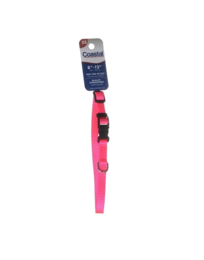 Tuff Collar Nylon Adjustable Collar - Neon Pink - 8"-12" Long x 3/8" Wide