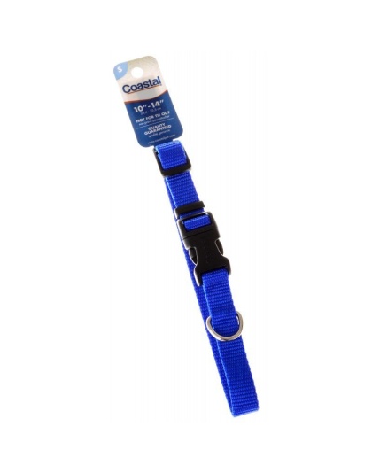 Tuff Collar Nylon Adjustable Collar - Blue - 10"-14" Long x 5/8" Wide