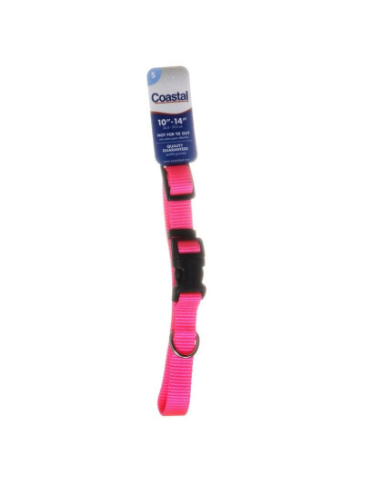 Tuff Collar Nylon Adjustable Collar - Neon Pink - 10"-14" Long x 5/8" Wide