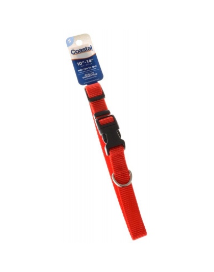 Tuff Collar Nylon Adjustable Collar - Red - 10"-14" Long x 5/8" Wide