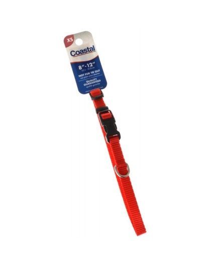 Tuff Collar Nylon Adjustable Collar - Red - 8"-12" Long x 3/8" Wide
