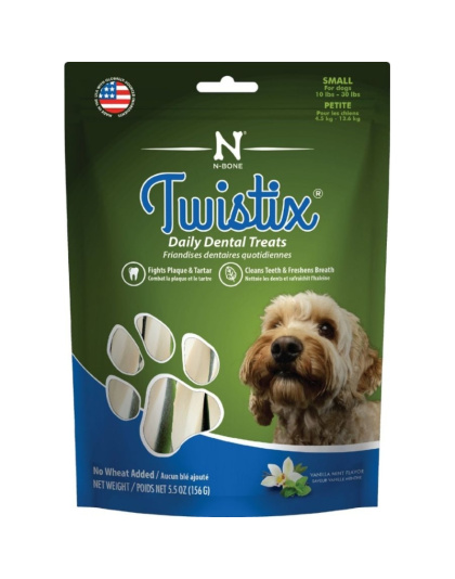 Twistix Wheat Free Dental Dog Treats - Vanilla Mint Flavor - Small - For Dogs 10-30 lbs - (5.5 oz)