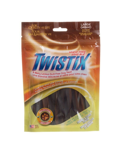 Twistix Wheat Free Dog Treats - Peanut Butter & Carob Flavor - Large - For Dogs 30 lbs & Up - (5.5 oz)