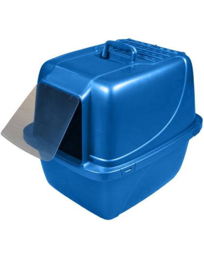 Van Ness Enclosed Cat Litter Pan with Zeolite Air Filter - X-Large Blue