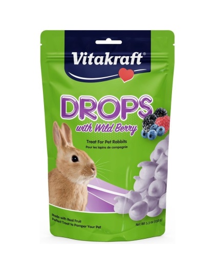 Vitakraft Drops with Wild Berry for Pet Rabbits - 5.3 oz
