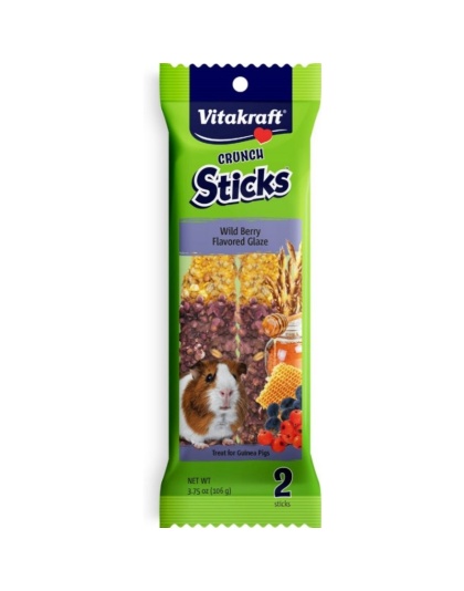 Vitakraft Triple Baked Crunch Sticks Treat for Guinea Pigs - Berry & Yogurt Flavor - 2 Pack