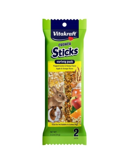 Vitakraft Crunch Sticks Rabbit & Guinea Pig Treats Variety Pack - Popped Grains & Apple - 2 Pack
