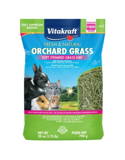 Vitakraft Fresh & Natural Orchard Grass - Soft Stemmed Grass Hay - 28 oz